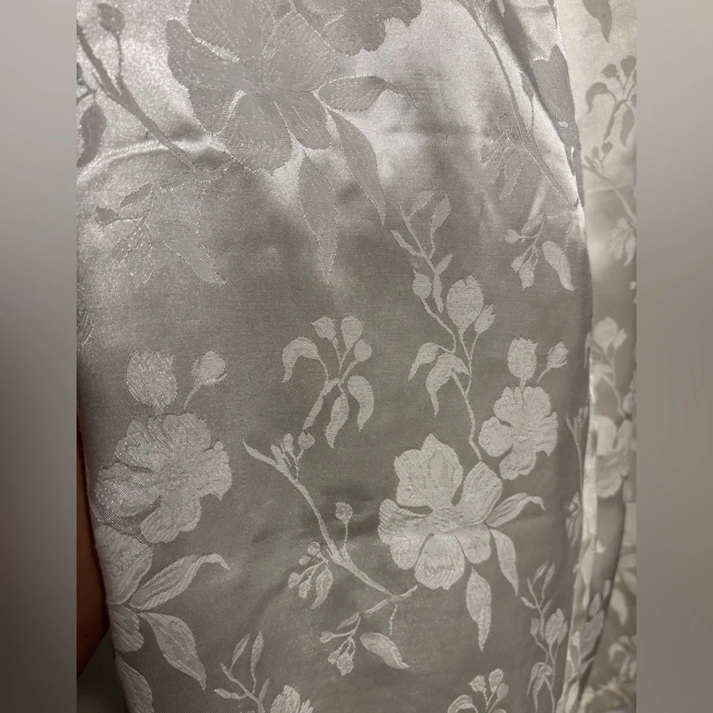 Vintage Erika Taylor Intimates White Satin Floral Women's Pajama Pants, Large - Picture 4 of 4